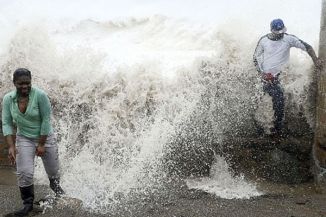 Hurricane Sandy barrelled into Jamaica